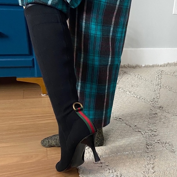 Gucci Web D Ring Black Tall Boots - Stretch - Picture 6 of 16
